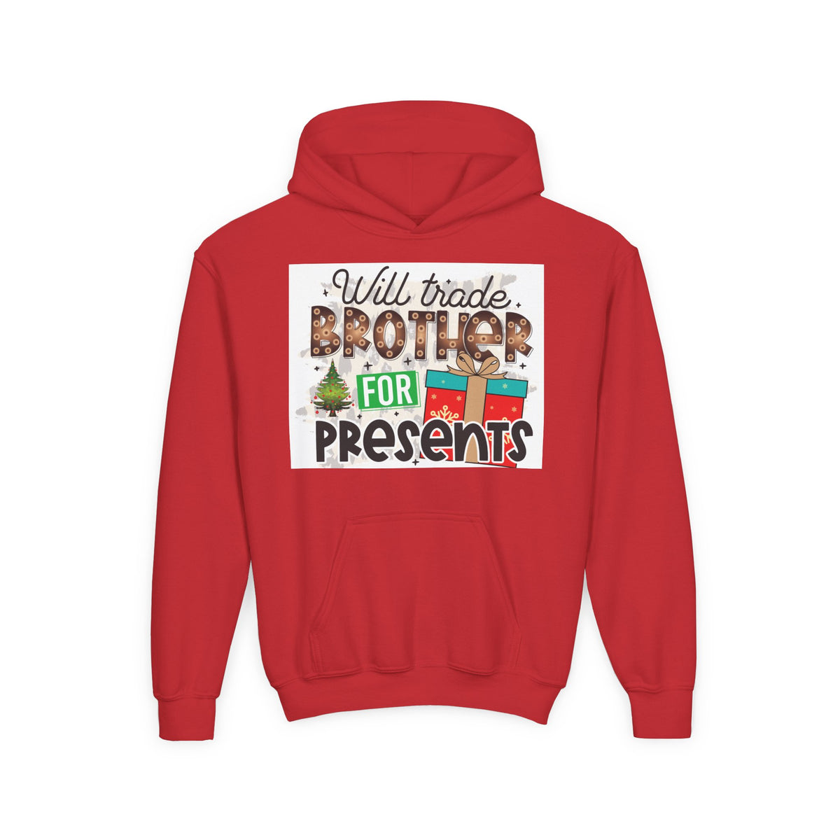 Kid’s Christmas Hoodie - "Will Trade Brother for Presents" Holiday Sweatshirt