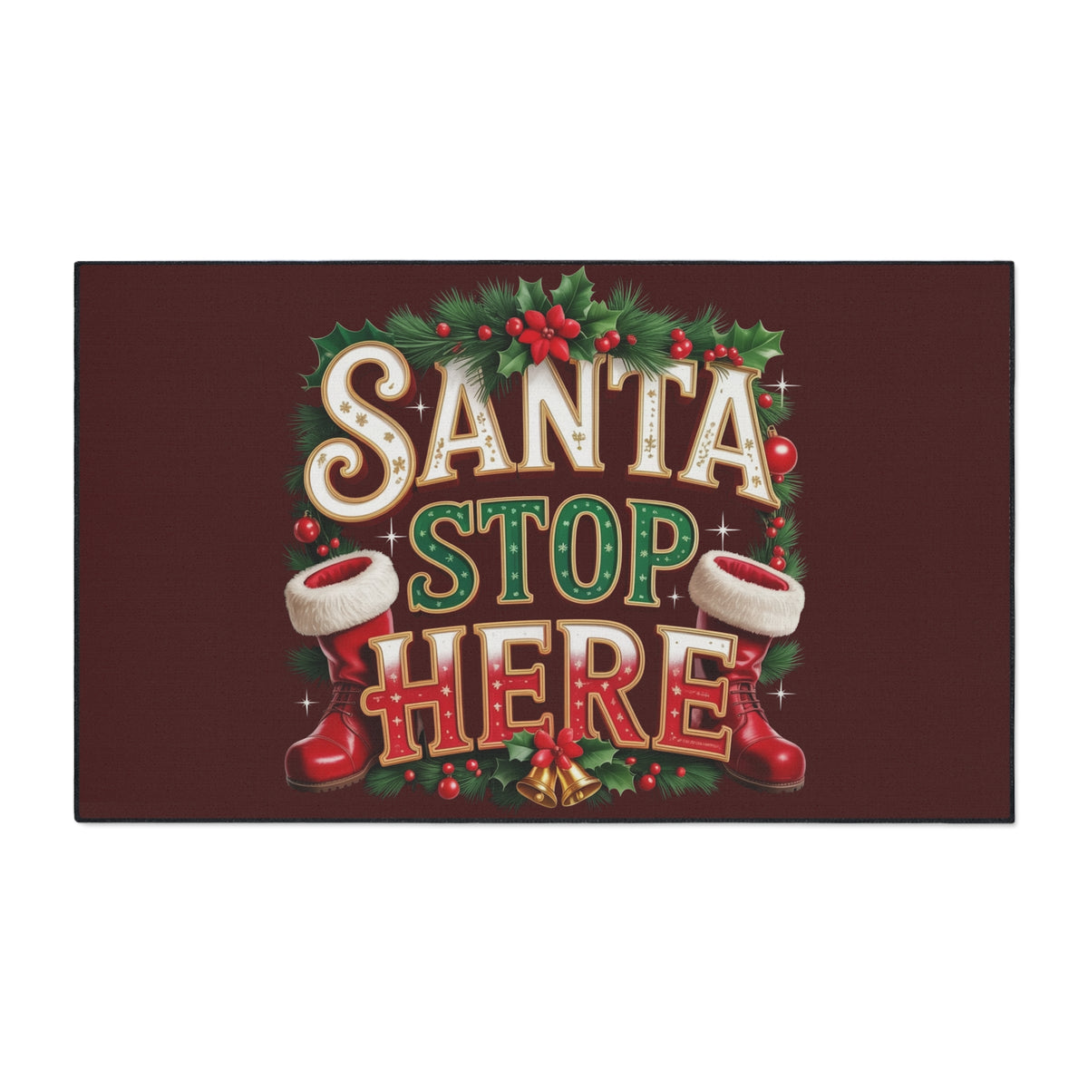 Santa Stop Here Heavy-Duty Floor Mat — Holiday Welcome Door Mat