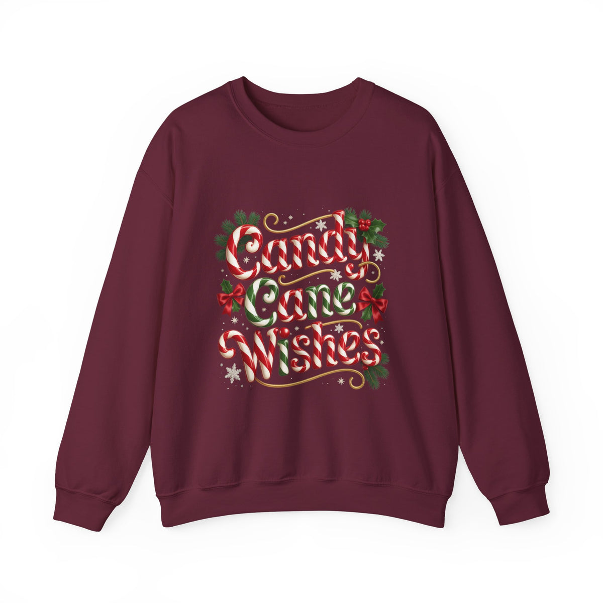 Crewneck Sweatshirt — "Candy Cane Wishes" Christmas Holiday Sweater