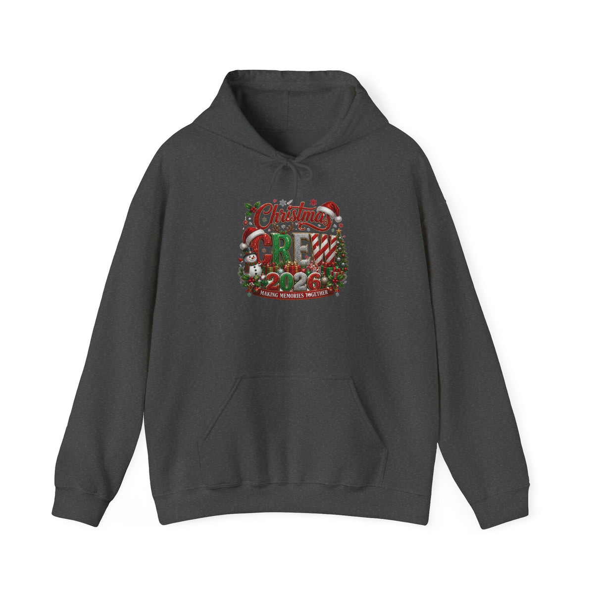 Christmas Crew Hoodie - Festive Pinecone & Wreath Holiday Sweatshirt