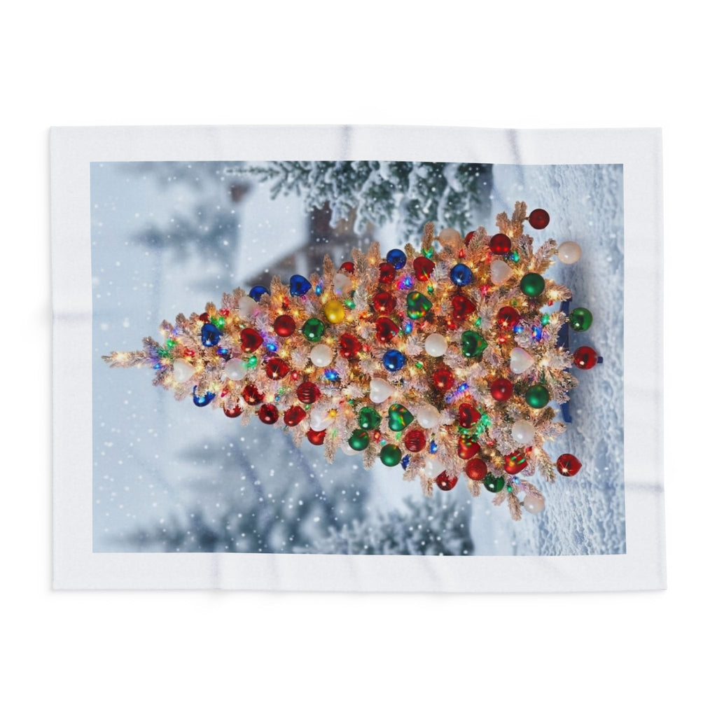 Christmas Tree Fleece Blanket — Festive Snowy Holiday Throw