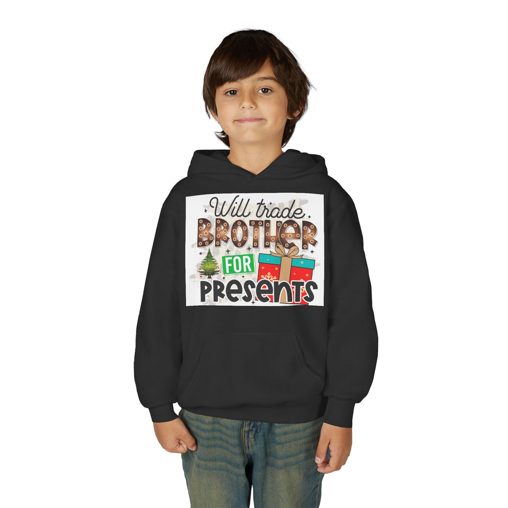 Kid’s Christmas Hoodie - "Will Trade Brother for Presents" Holiday Sweatshirt
