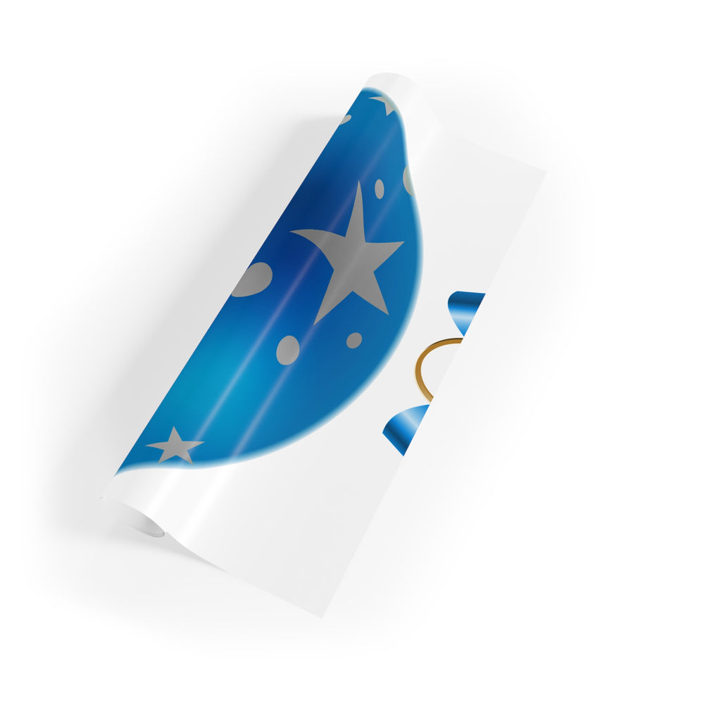 Blue Ornament Gift Wrap Roll — Festive Star Bauble Wrapping Paper for Christmas
