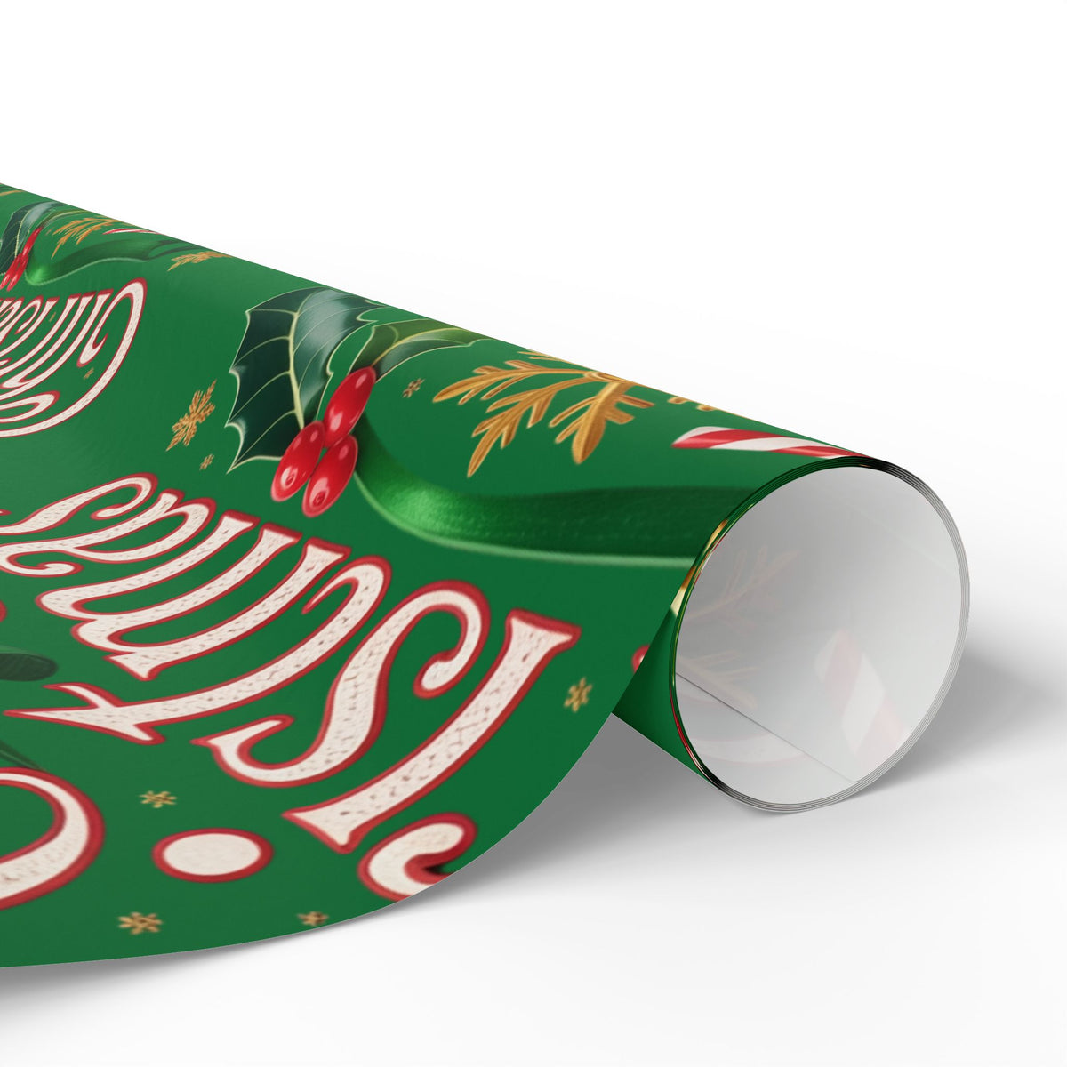 Merry Christmas Wrapping Paper – Festive Holly & Santa Hat Gift Wrap