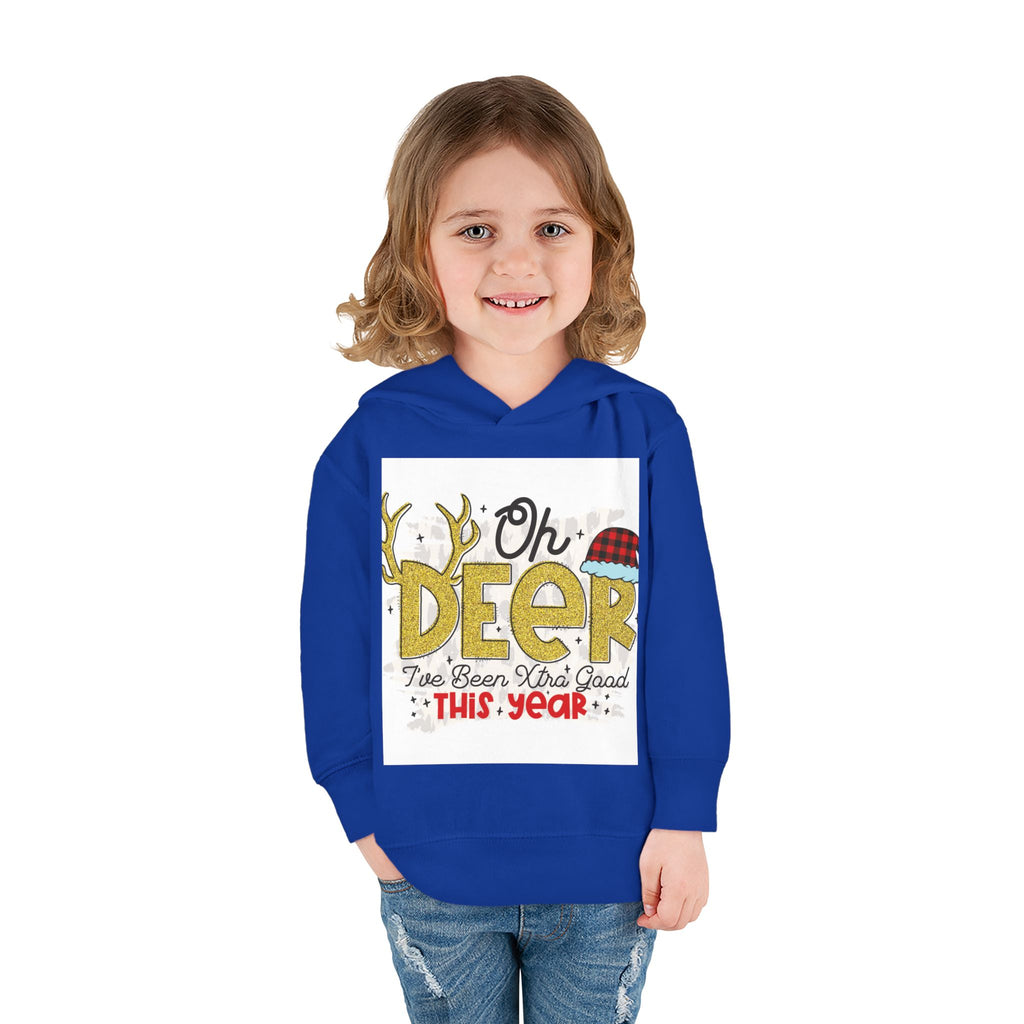Toddler Hoodie — "Oh Deer I've Been Extra Good This Year" Christmas Pullover
