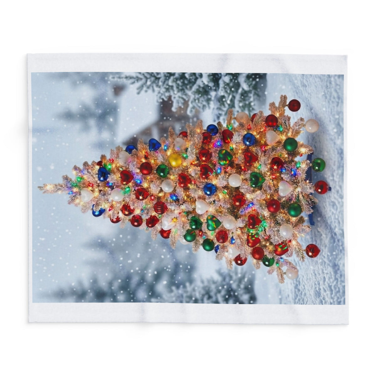 Christmas Tree Fleece Blanket — Festive Snowy Holiday Throw