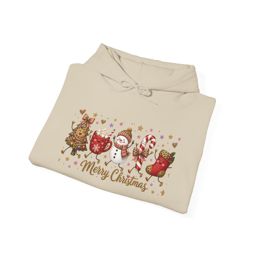 Christmas Cookie Characters Hoodie - "Merry Christmas" Holiday Sweatshirt