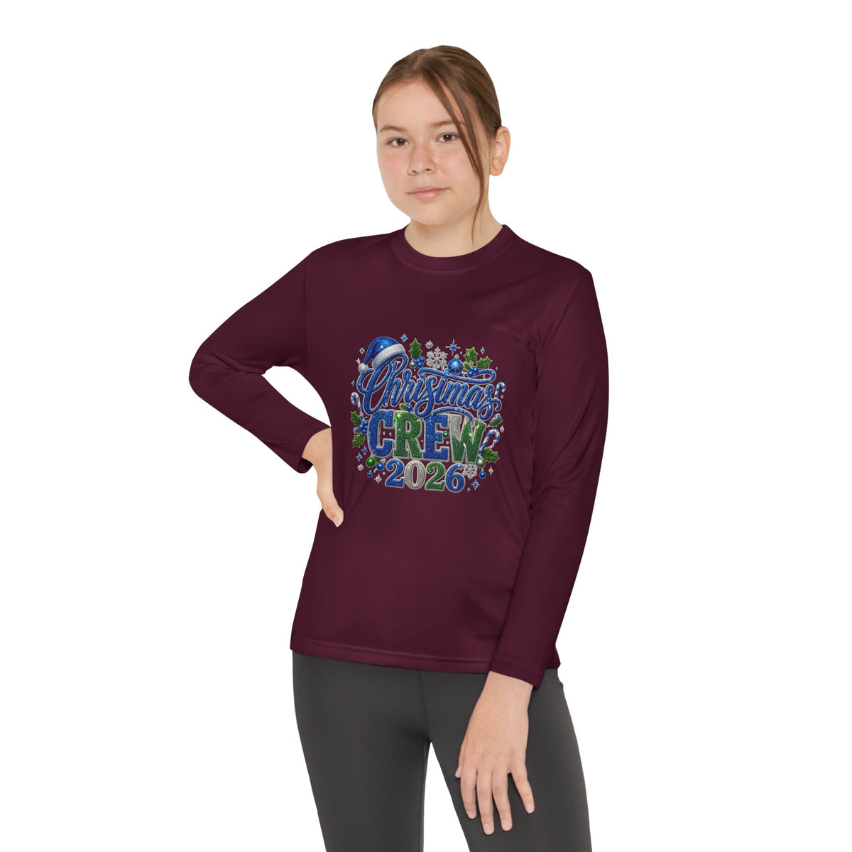 Youth Long Sleeve Tee — "Christmas Crew 2026" Holiday Shirt