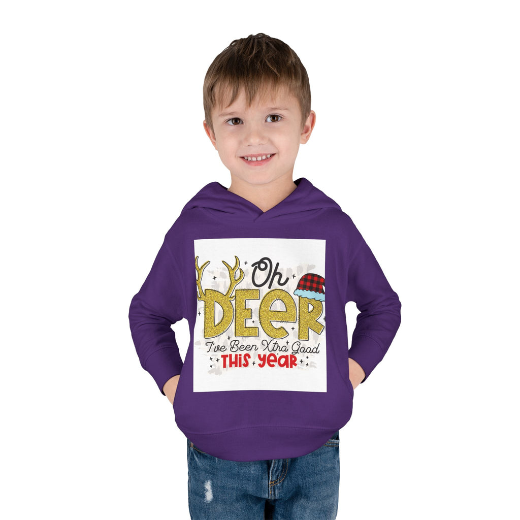 Toddler Hoodie — "Oh Deer I've Been Extra Good This Year" Christmas Pullover