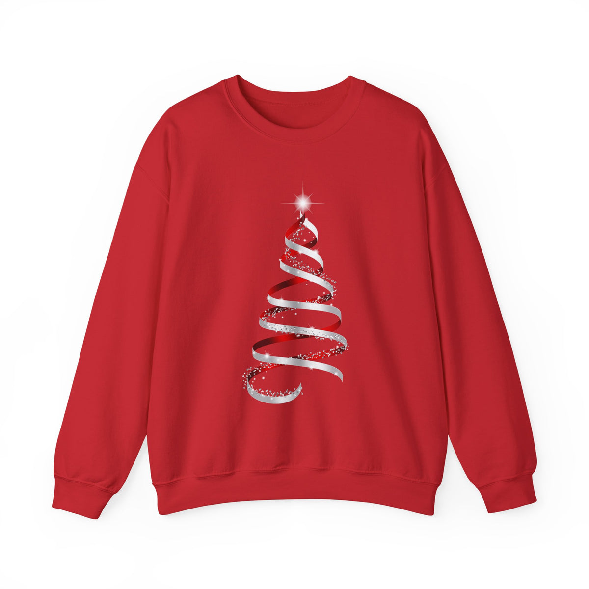 Minimal Red Ribbon Christmas Tree Sweatshirt