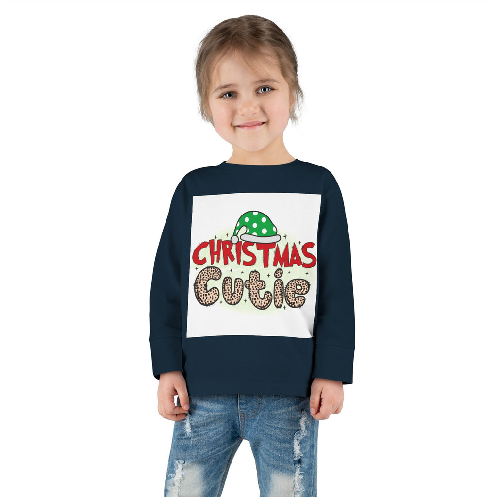 Toddler Long Sleeve Tee — "Christmas Cutie" Holiday Shirt