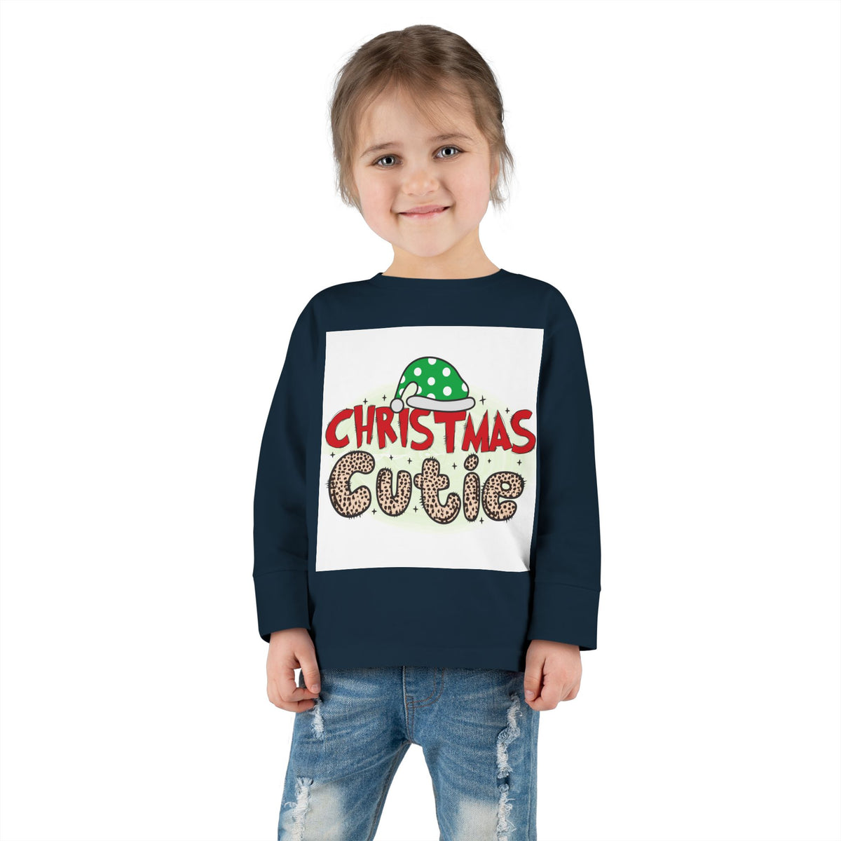 Toddler Long Sleeve Tee — "Christmas Cutie" Holiday Shirt