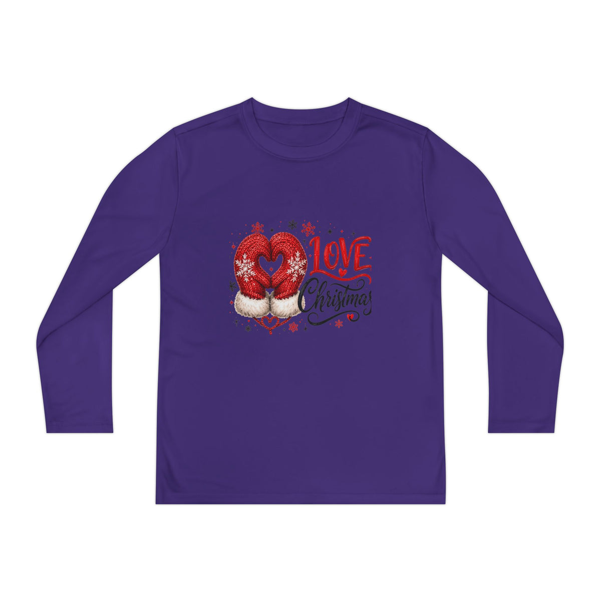 Youth Long Sleeve Tee - "Love Christmas" Festive Heart Gnome Design