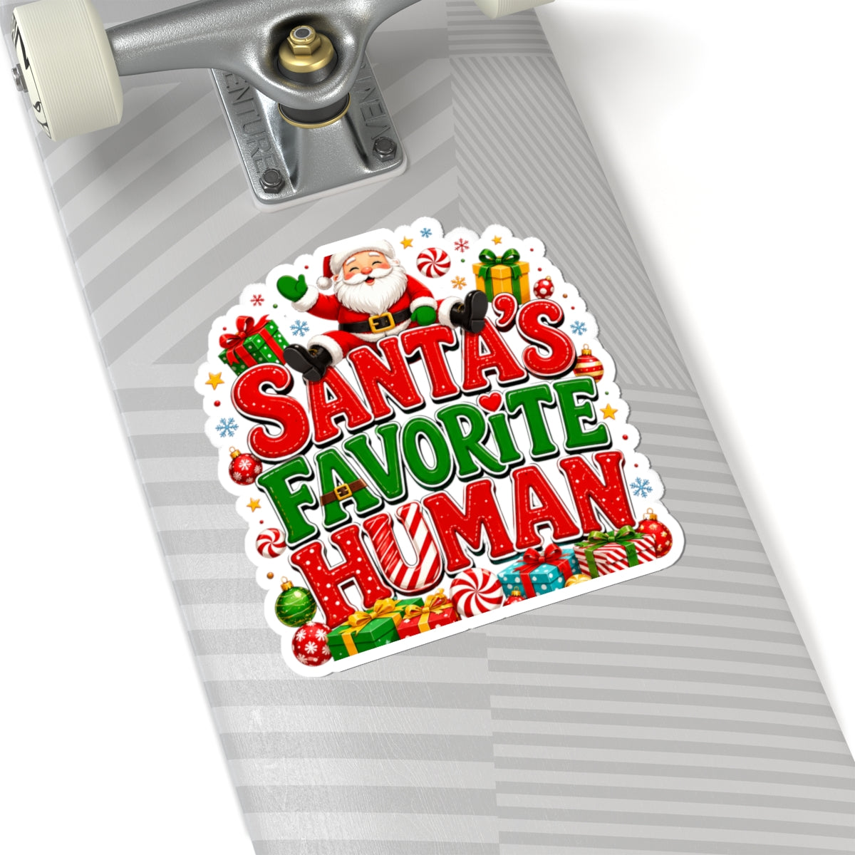 Santa's Favorite Human Kiss-Cut Sticker — Cute Christmas Laptop Decal