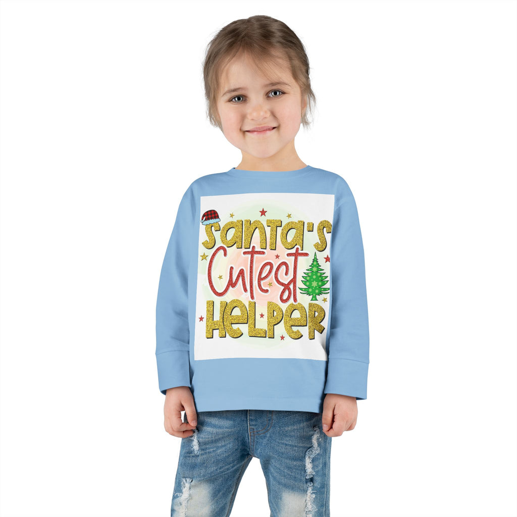 Santa's Cutest Helper Toddler Long Sleeve Tee