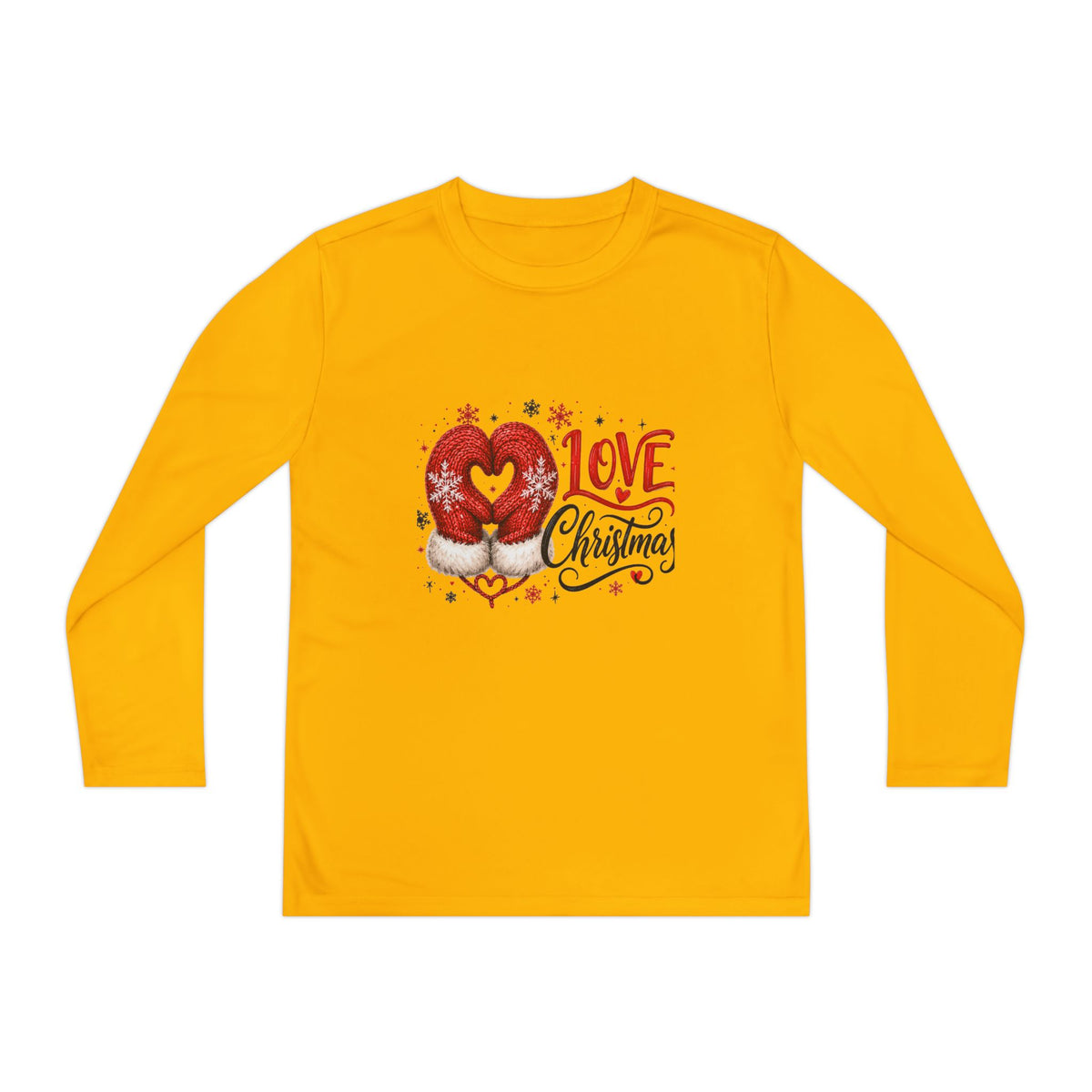 Youth Long Sleeve Tee - "Love Christmas" Festive Heart Gnome Design