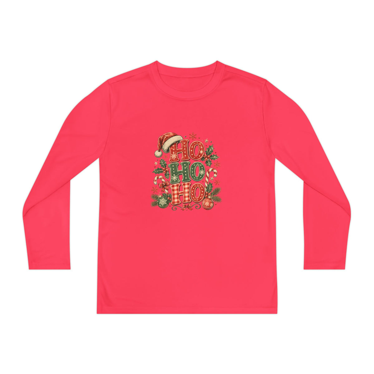 Kids Christmas Long Sleeve Tee — 'Ho Ho Ho' Holiday Graphic