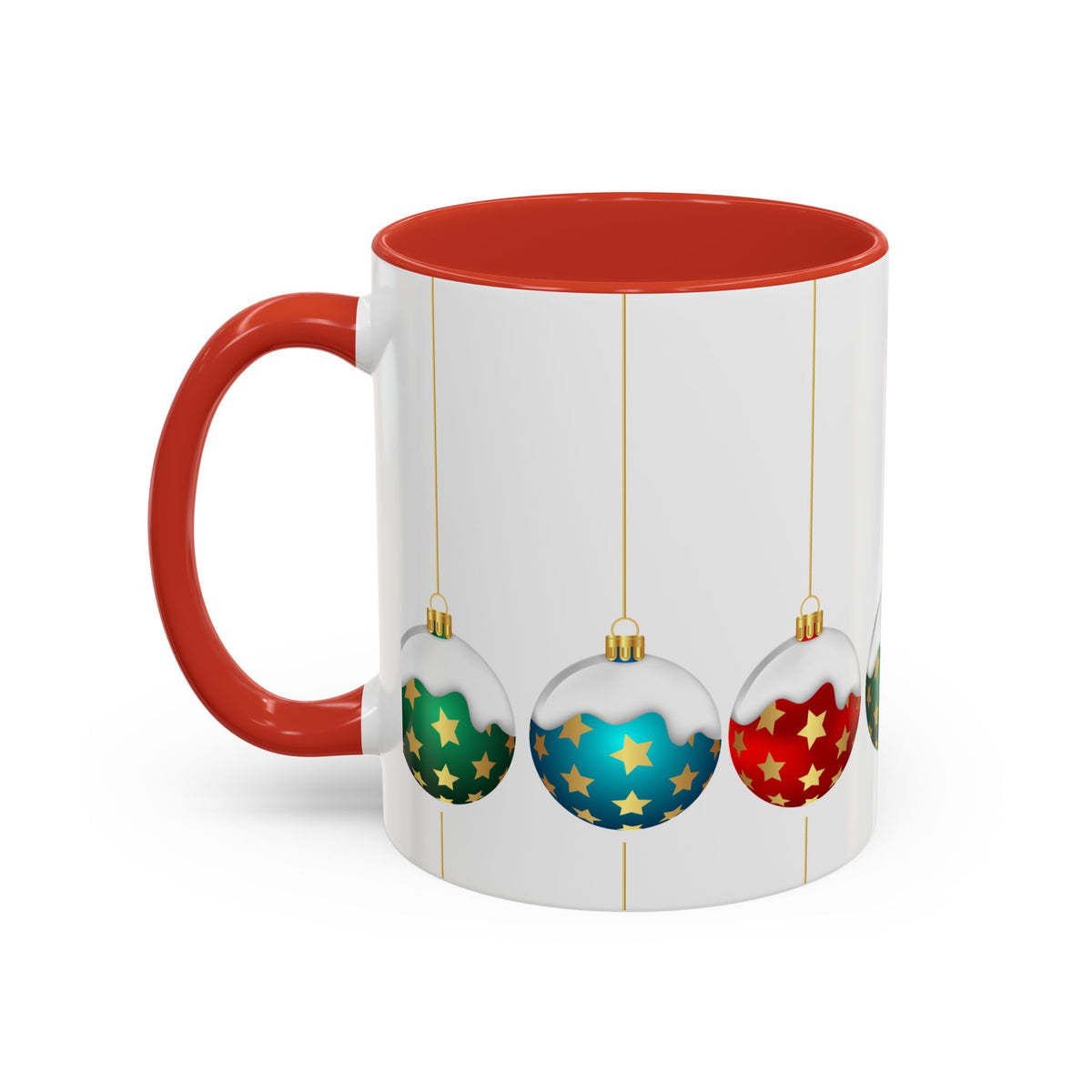 Holiday Ornament Accent Coffee Mug — Festive Christmas Baubles (11/15oz)