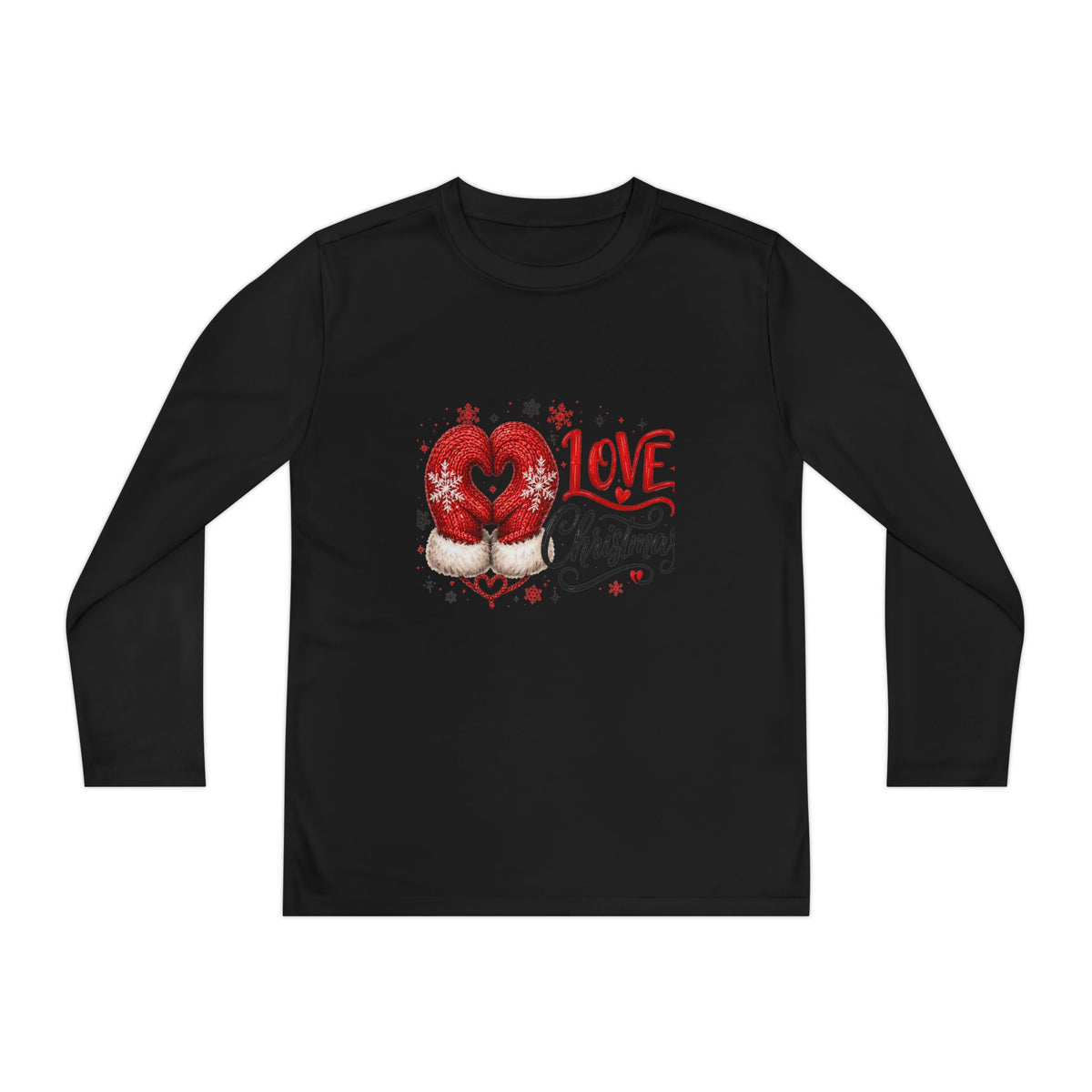 Youth Long Sleeve Tee - "Love Christmas" Festive Heart Gnome Design