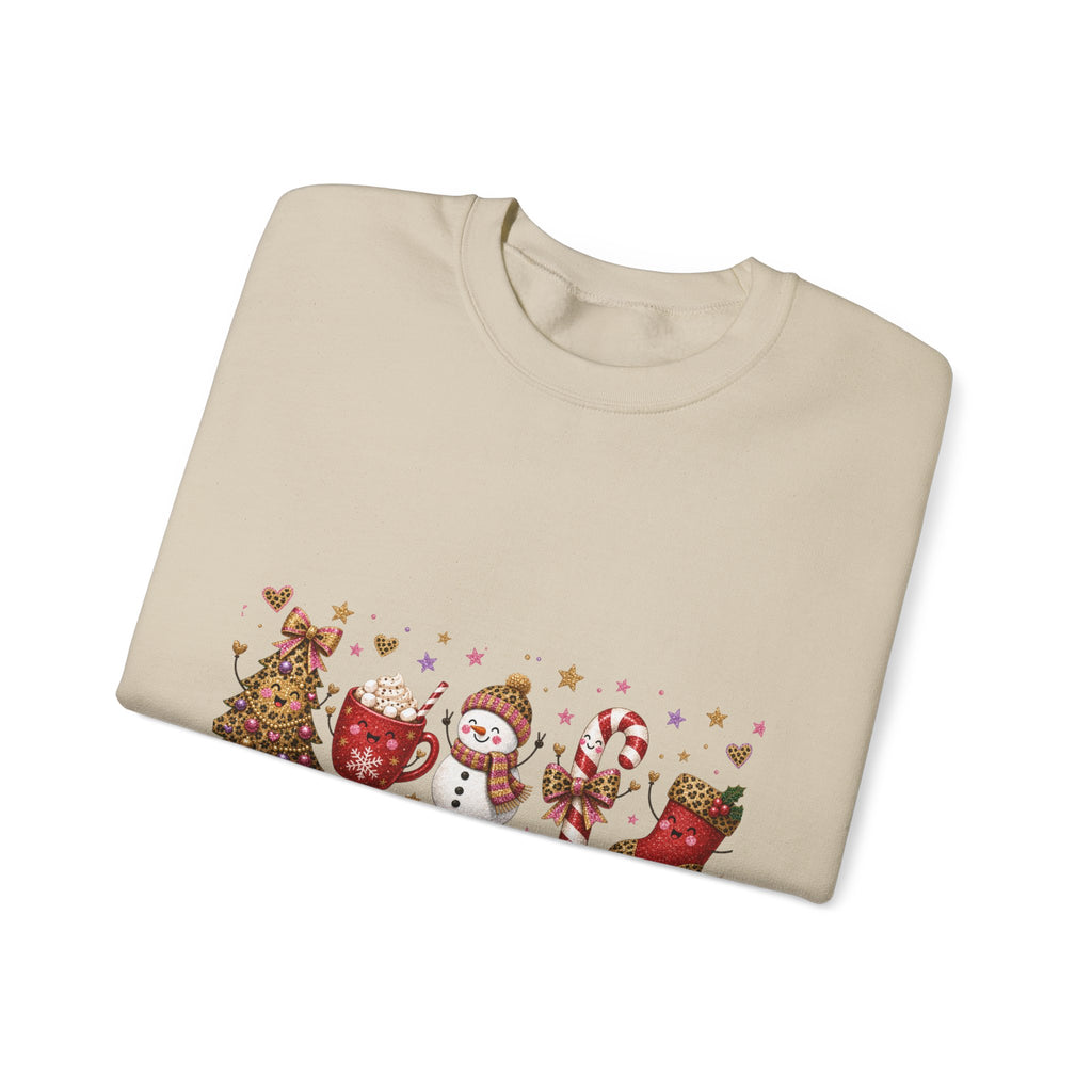 Christmas Crewneck Sweatshirt — Merry Christmas Snowman & Stocking Holiday Pullover