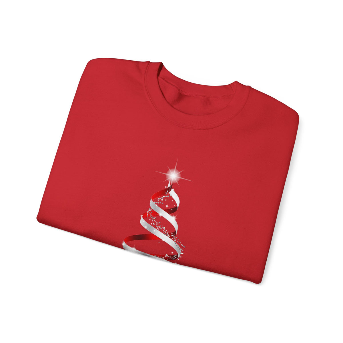 Minimal Red Ribbon Christmas Tree Sweatshirt