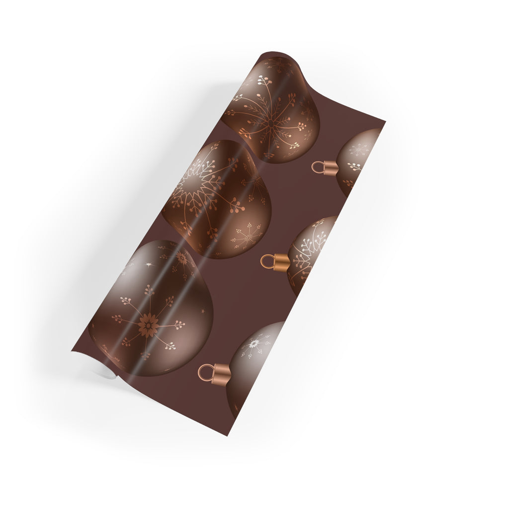 Christmas Ornament Wrapping Paper Roll — Brown Bauble Gift Wrap