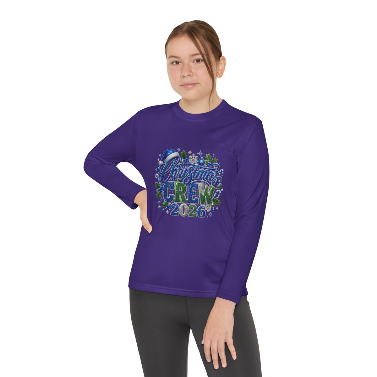 Youth Long Sleeve Tee — "Christmas Crew 2026" Holiday Shirt
