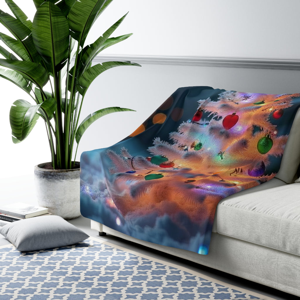 Christmas Tree Sherpa Blanket — Cozy Holiday Fleece Throw