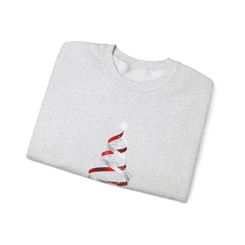 Minimal Red Ribbon Christmas Tree Sweatshirt