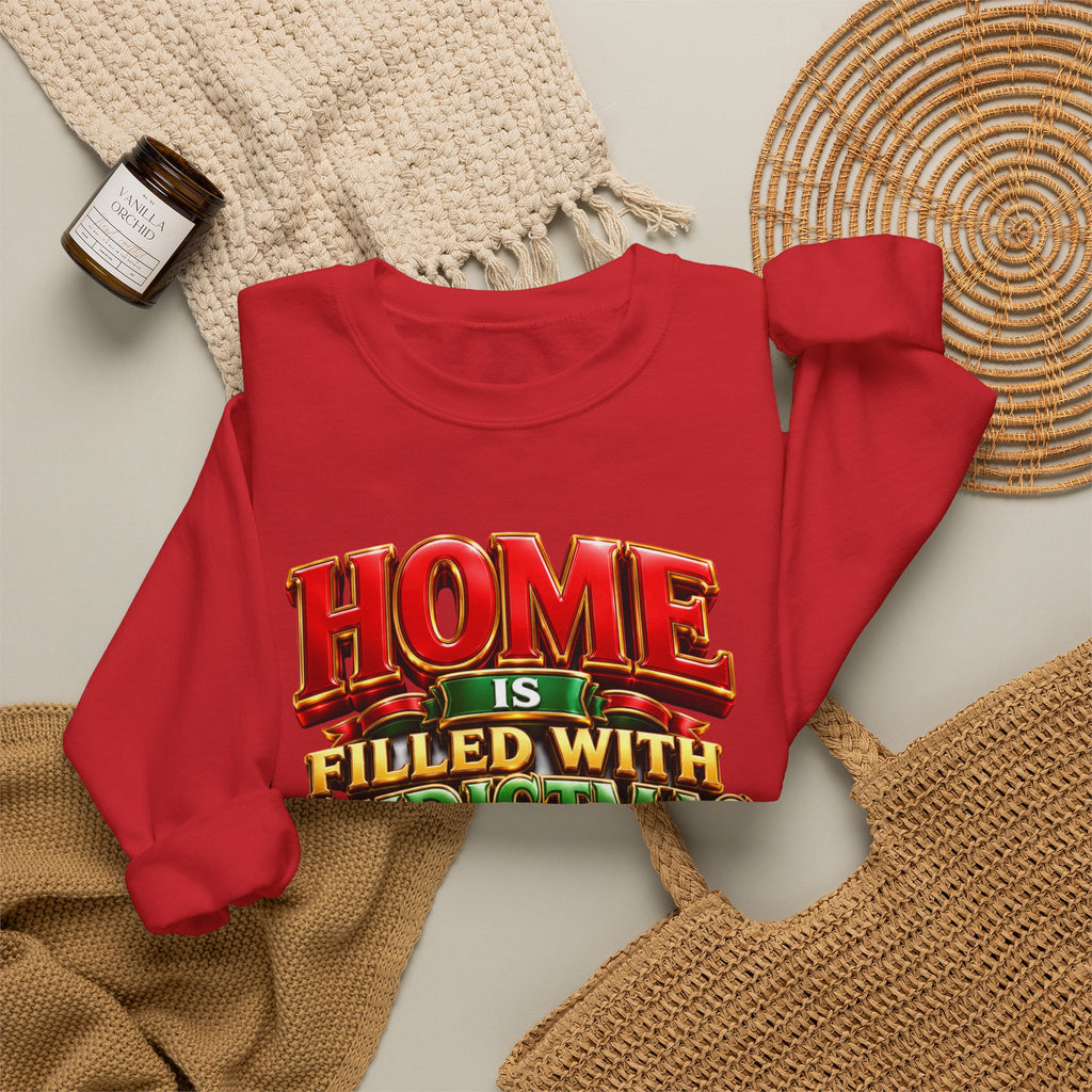 Christmas Love Crewneck Sweatshirt — "Home Is Filled With Christmas Love" Holiday Sweater