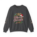Merry Christmas Crewneck Sweatshirt — Festive Santa Hat & Holly Holiday Pullover