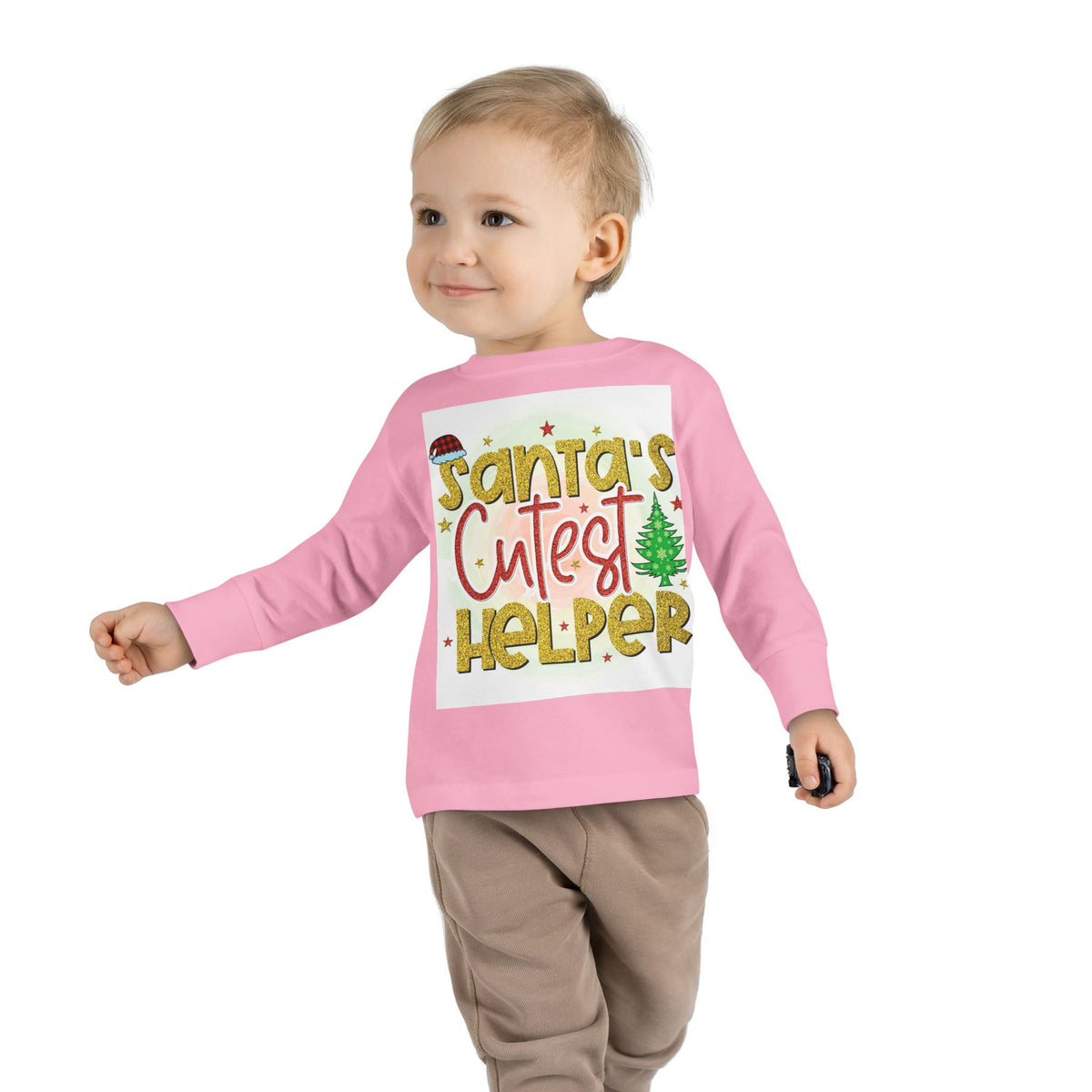 Santa's Cutest Helper Toddler Long Sleeve Tee
