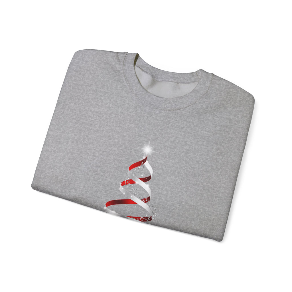 Minimal Red Ribbon Christmas Tree Sweatshirt