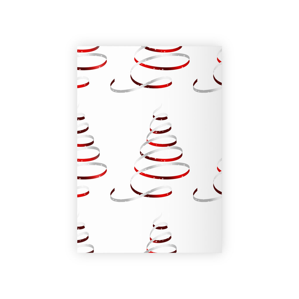 Christmas Spiral Tree Wrapping Paper Roll — Red & Silver Holiday Gift Wrap
