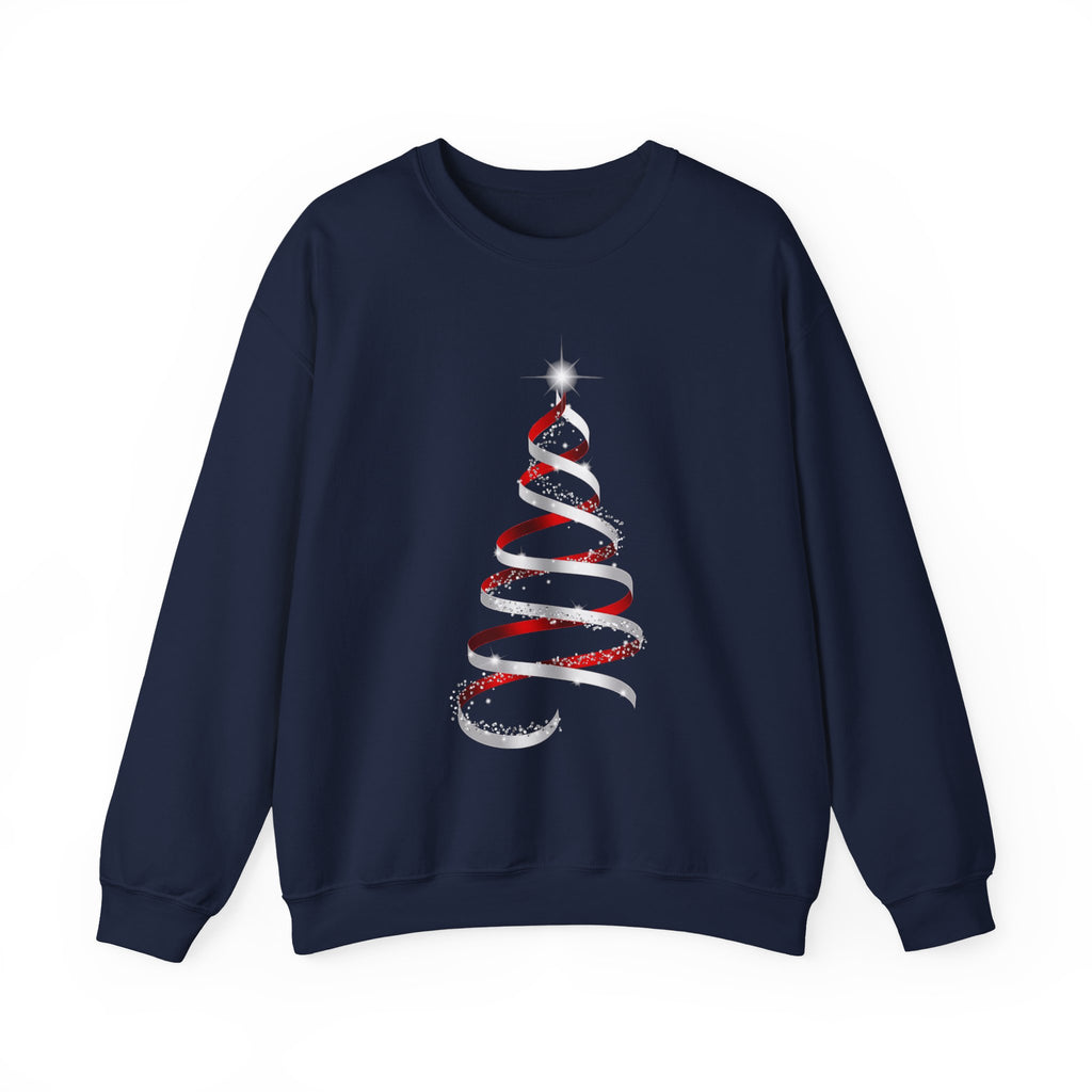 Christmas Ribbon Tree Crewneck Sweatshirt — Minimal Holiday Pullover
