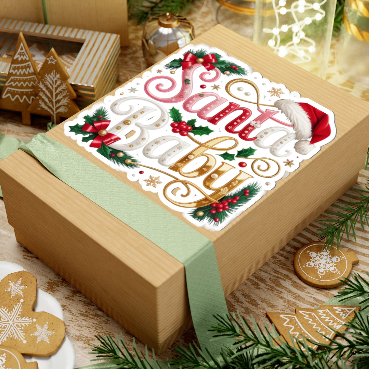 Santa Baby Christmas Sticker — Festive Kiss-Cut Holiday Decal