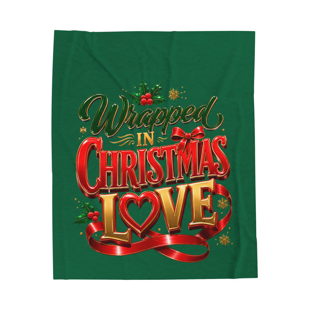 Velveteen Plush Blanket — "Wrapped in Christmas Love" Holiday Throw