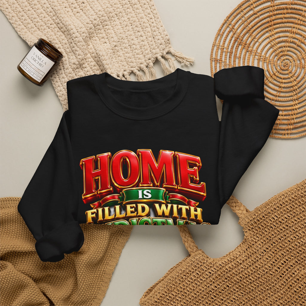 Christmas Love Crewneck Sweatshirt — "Home Is Filled With Christmas Love" Holiday Sweater