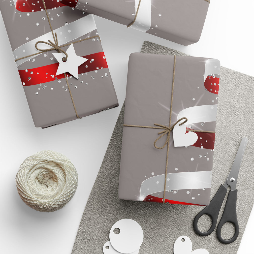 Christmas Tree Stripe Wrapping Paper Roll — Minimal Red & White Holiday Gift Wrap