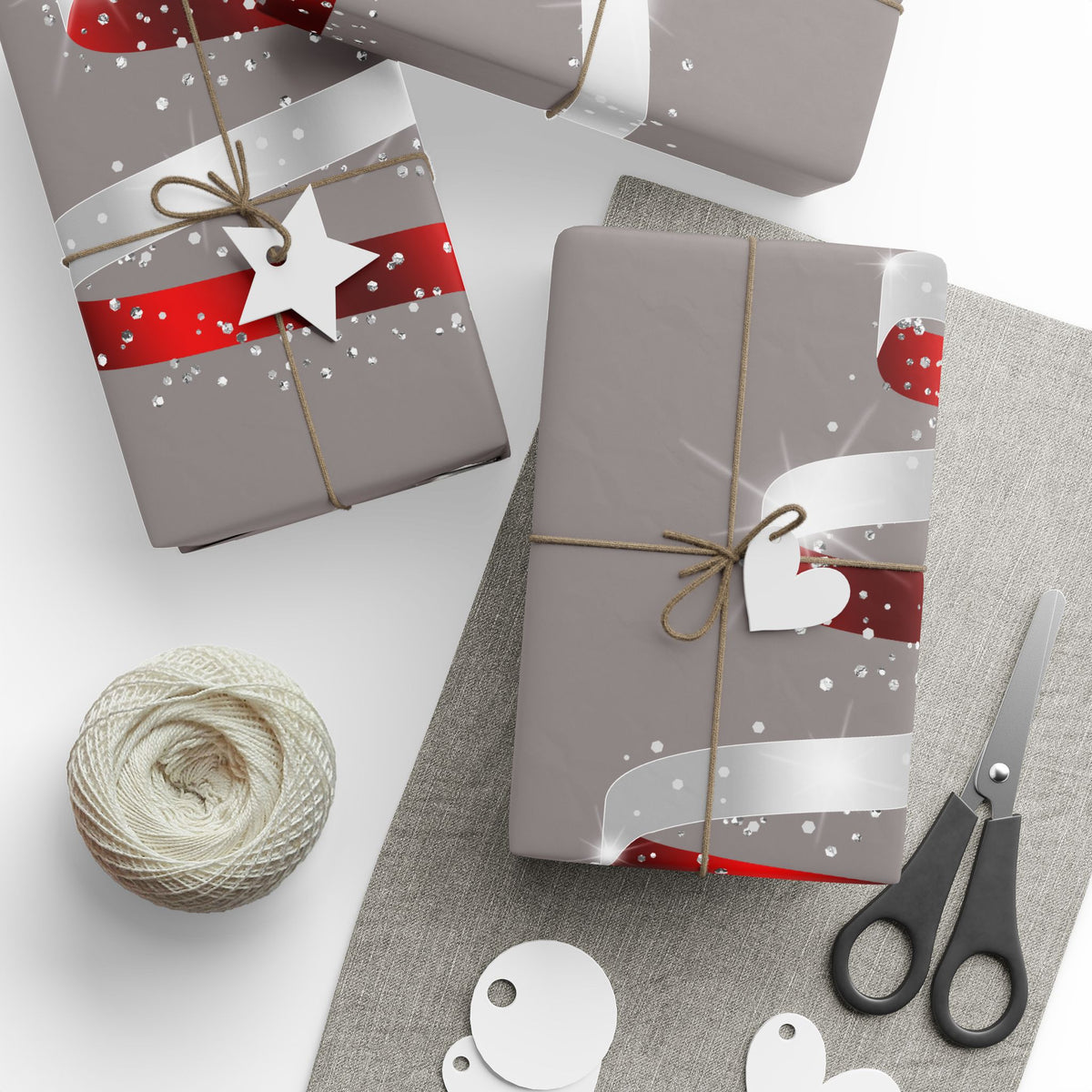 Christmas Tree Stripe Wrapping Paper Roll — Minimal Red & White Holiday Gift Wrap