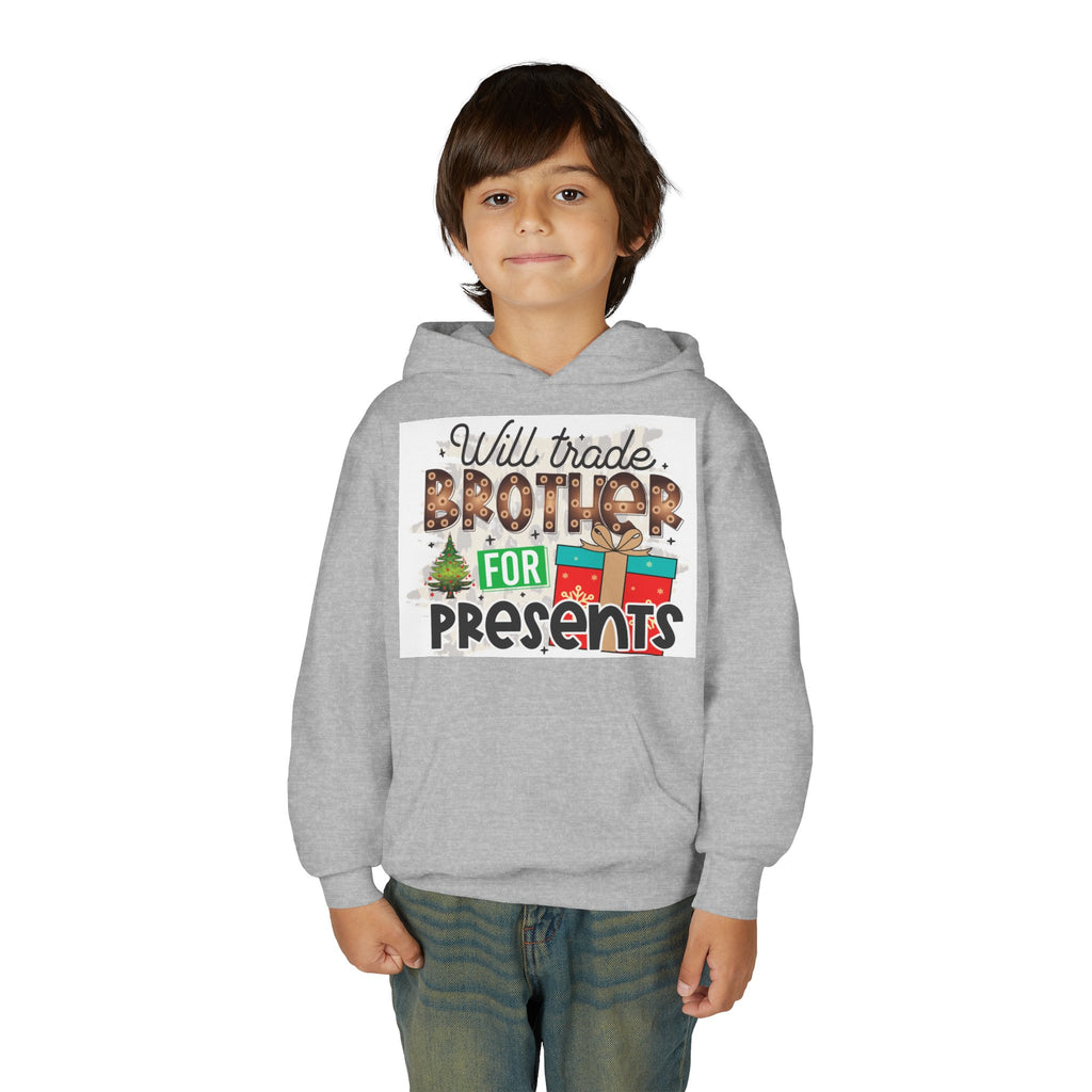 Kid’s Christmas Hoodie - "Will Trade Brother for Presents" Holiday Sweatshirt