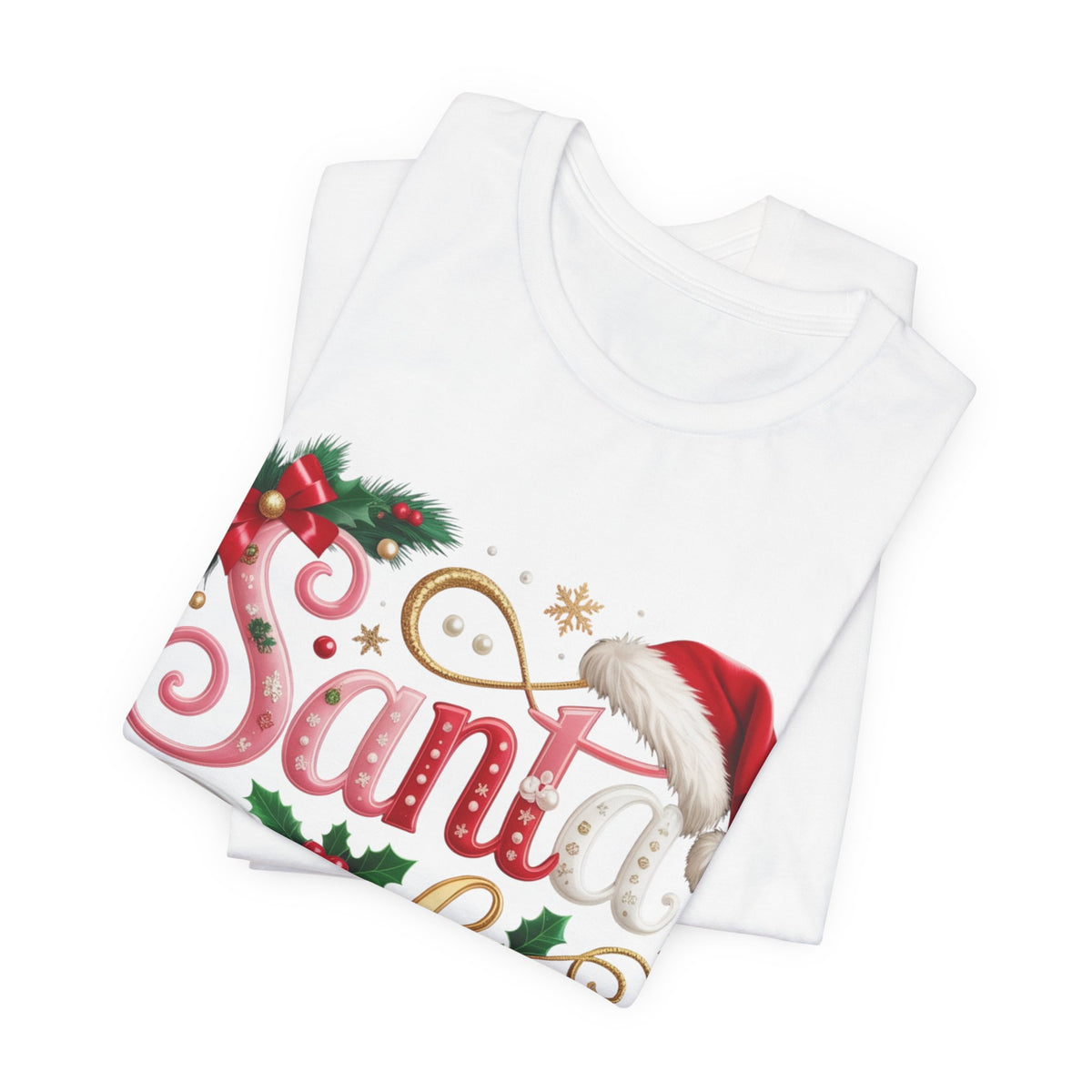 Santa Baby Christmas T-Shirt – Festive Holiday Tee with Santa Hat & Holly