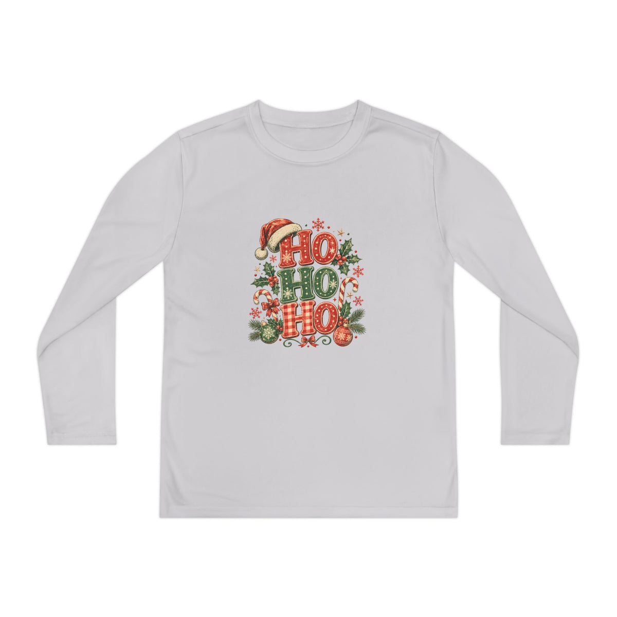 Kids Christmas Long Sleeve Tee — 'Ho Ho Ho' Holiday Graphic