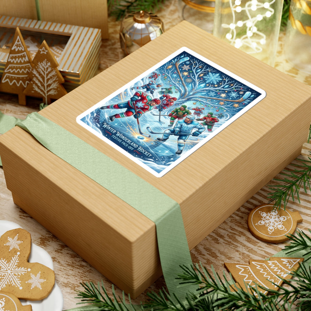 Winter Wonderland Hockey Sticker — Festive Face-Off Kiss-Cut Sticker