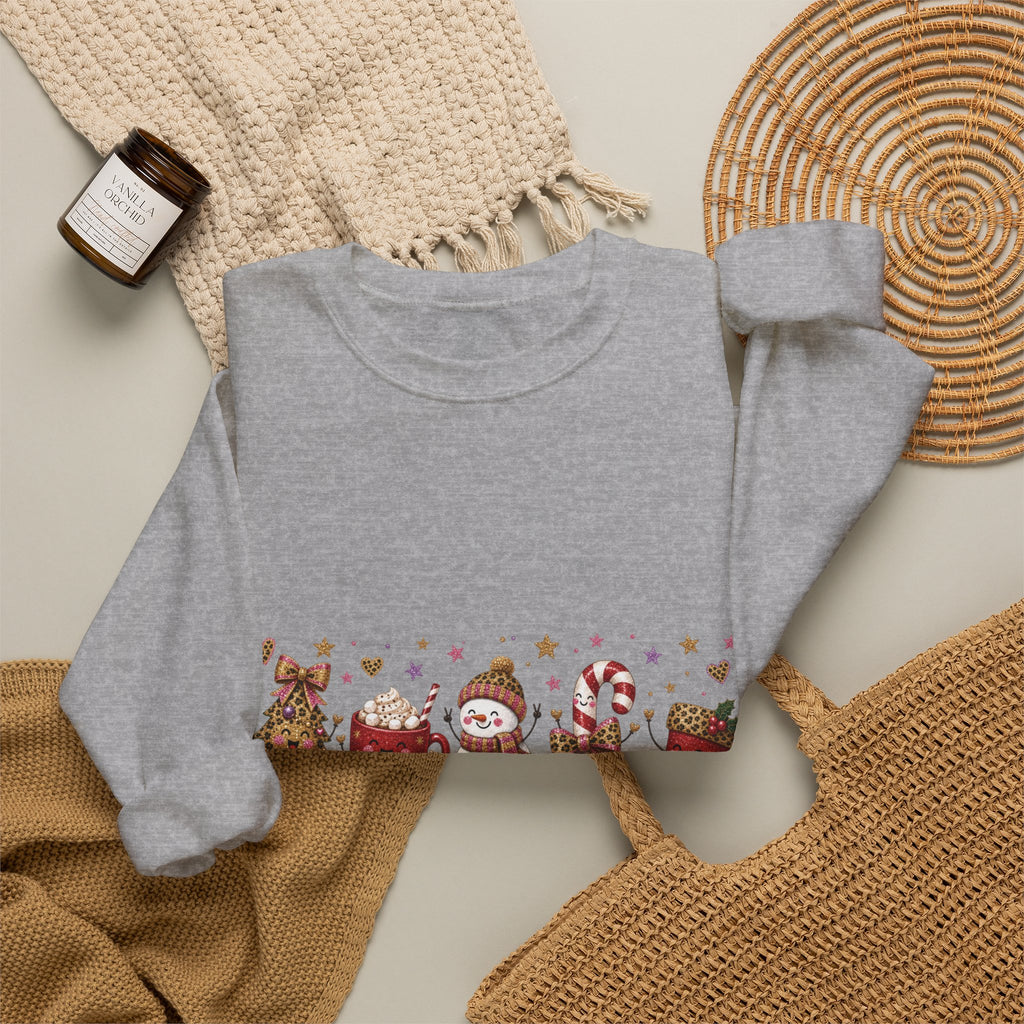 Christmas Crewneck Sweatshirt – Cute Festive Icons & "Merry Christmas" Design