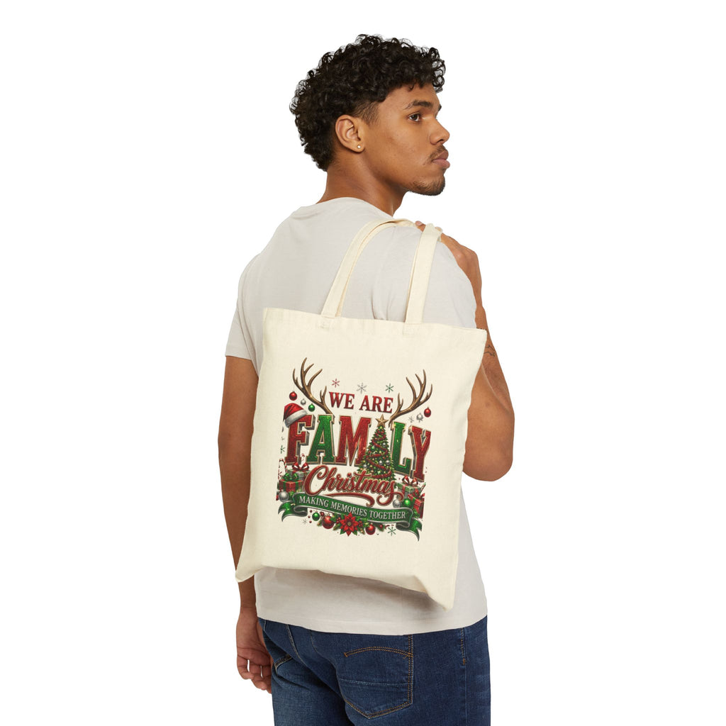 Christmas Family Tote Bag — "We Are Family" Holiday Canvas Gift Tote