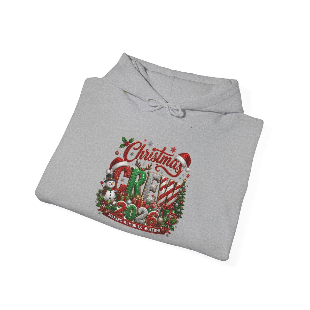Christmas Crew Hoodie - Festive Pinecone & Wreath Holiday Sweatshirt