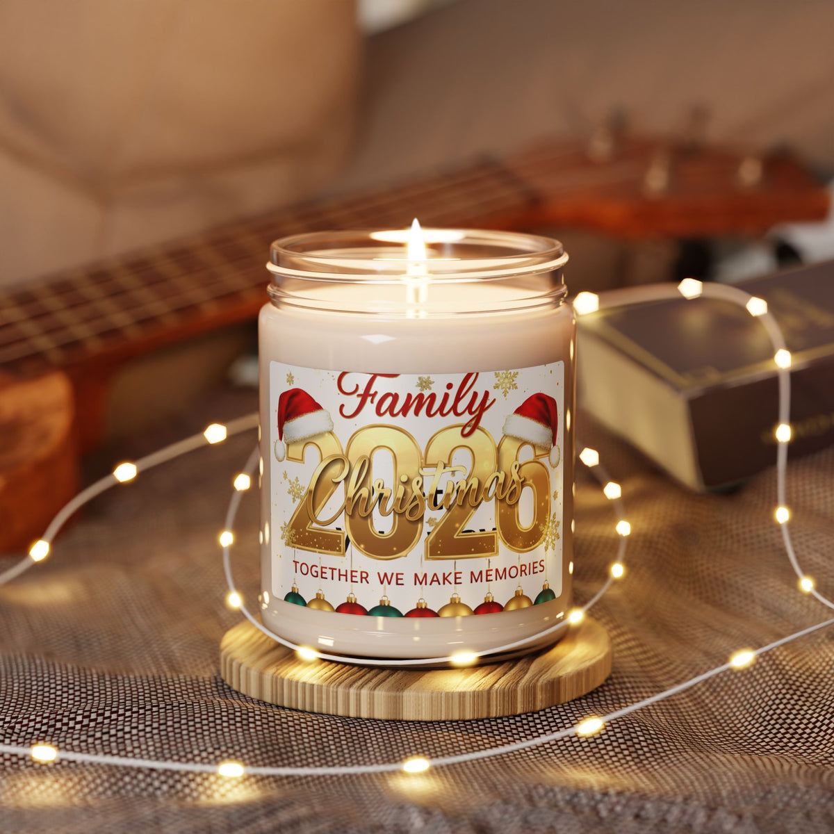 2026 Family Christmas Scented Soy Candle - "Together We Make Memories" (9oz)