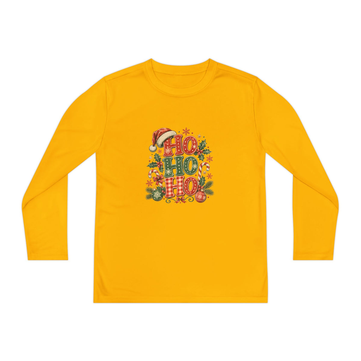 Kids Christmas Long Sleeve Tee — 'Ho Ho Ho' Holiday Graphic