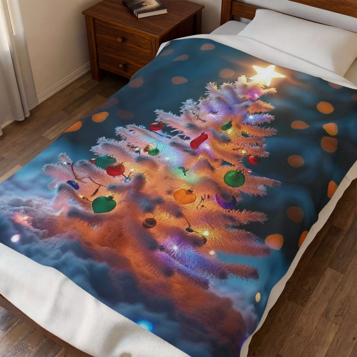 Glowing Christmas Tree Velveteen Plush Blanket